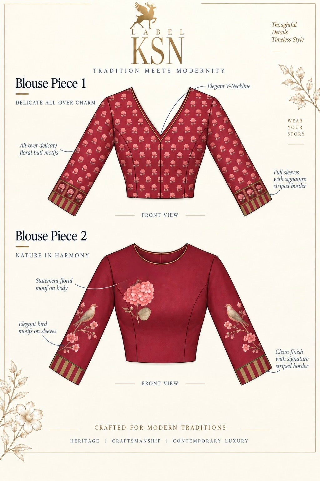 ‘Bloom Edit’ Mulberry Wine & Antique Sage Silk Banarasi Pure Tissue Painterly Saree