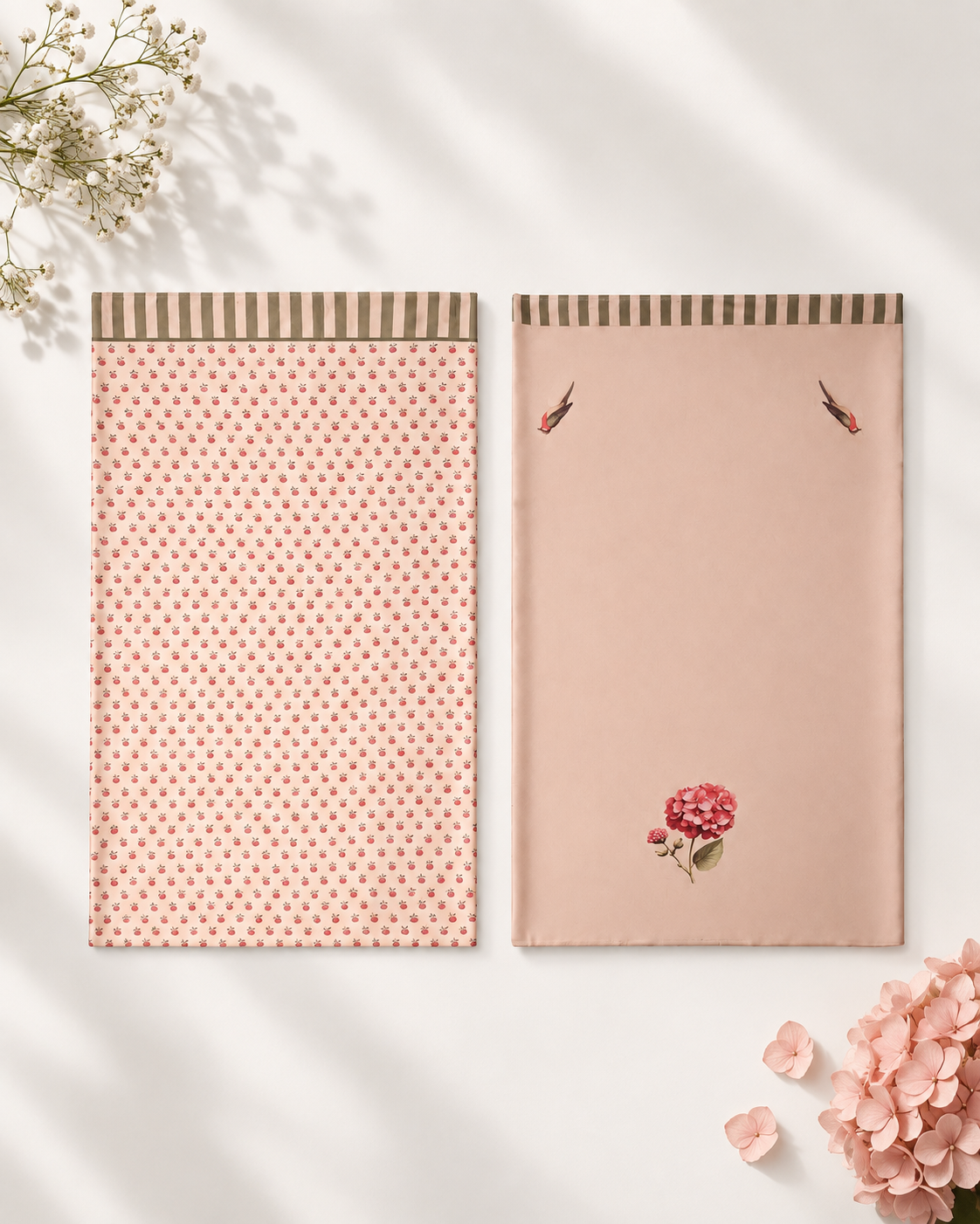 ‘Bloom Edit’ Blush Pink & Sage Green Silk Banarasi Pure Tissue Painterly Saree