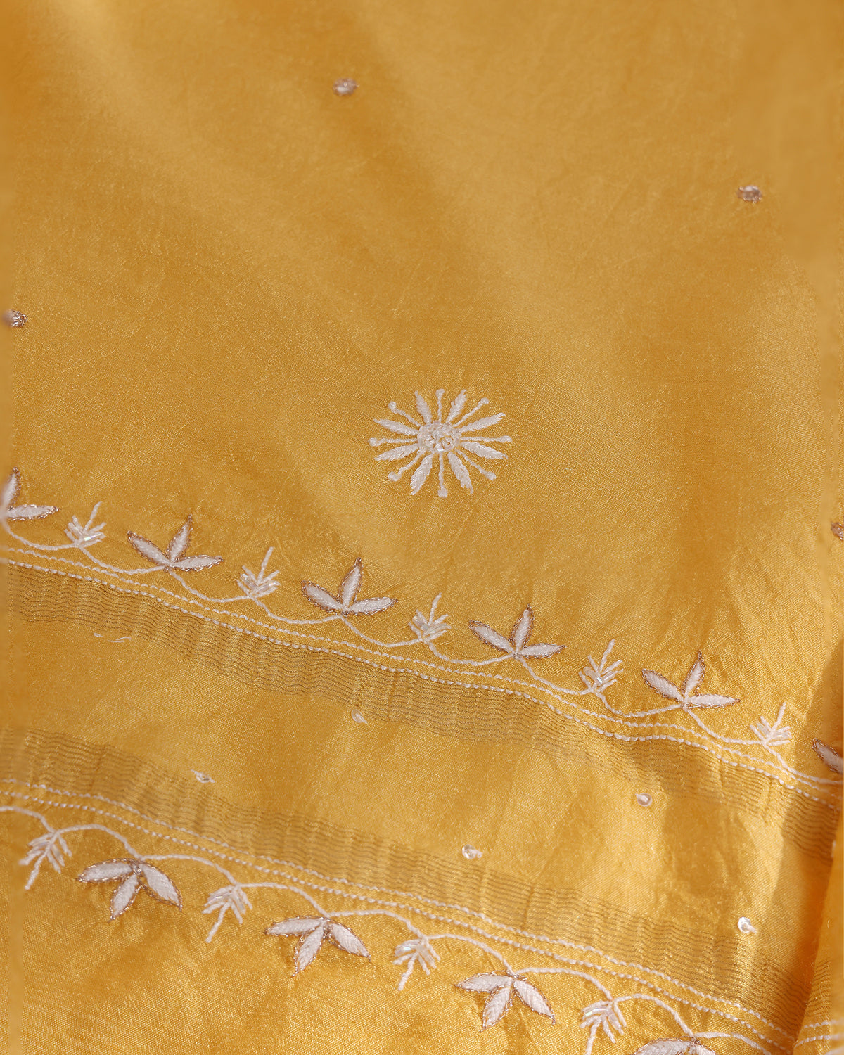 Golden Mustard Chikankari 3-piece Kurta Dupatta with Zardozi & Kardana Detailing