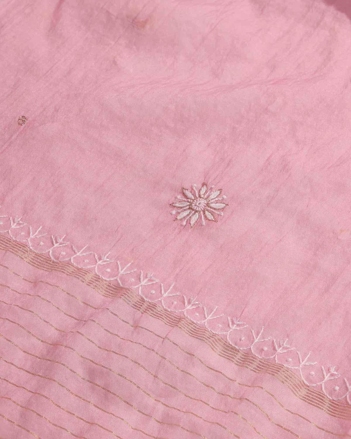 Rose Pink Silky Mul Chanderi Chikankari 3-Piece Kurta Dupatta Edit with Zardozi & Kardana detailing