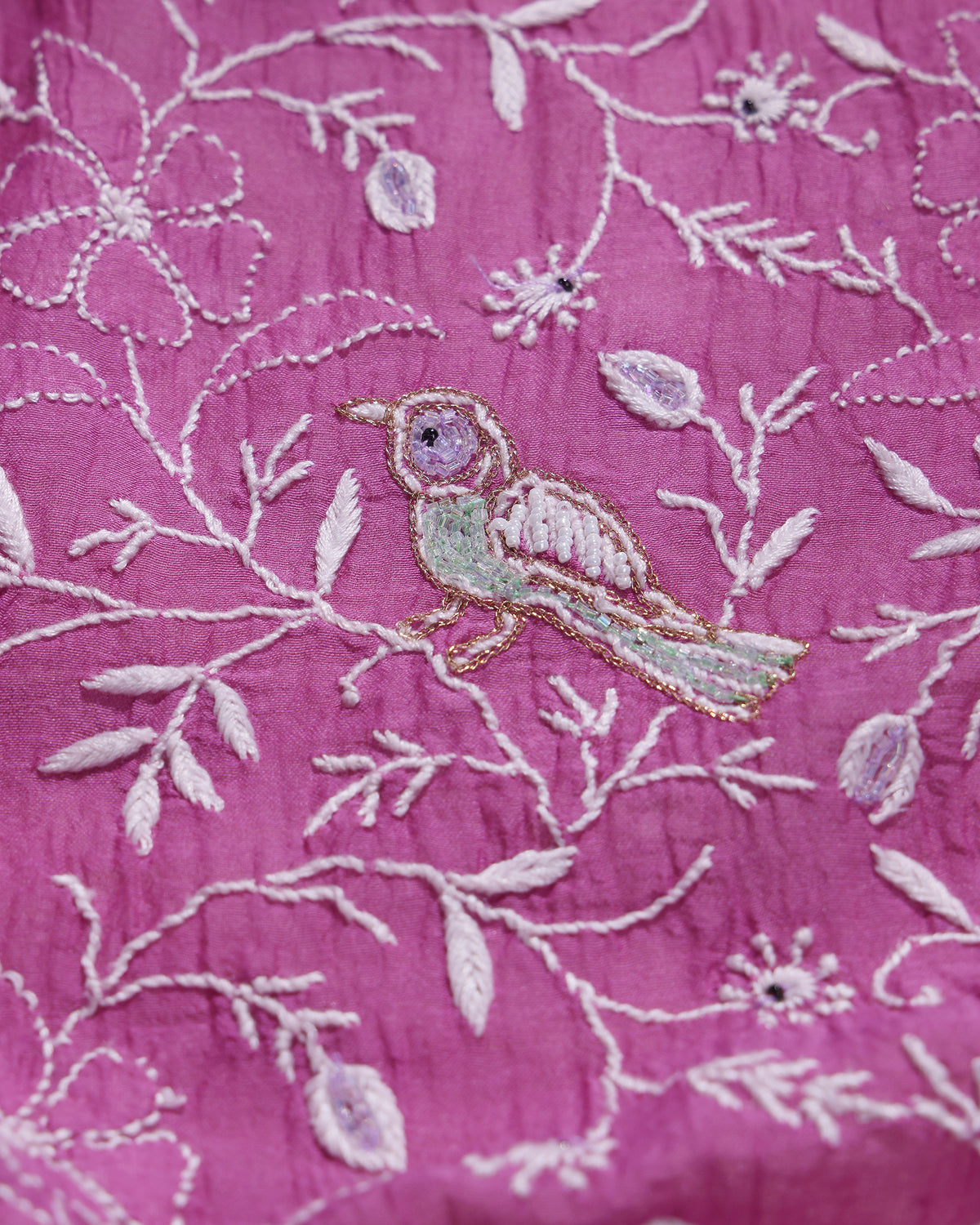 Orchid Pink Silky Mul Chanderi Chikankari Kurta Dupatta Edit with Ivory Zardozi & Kardana Detailing