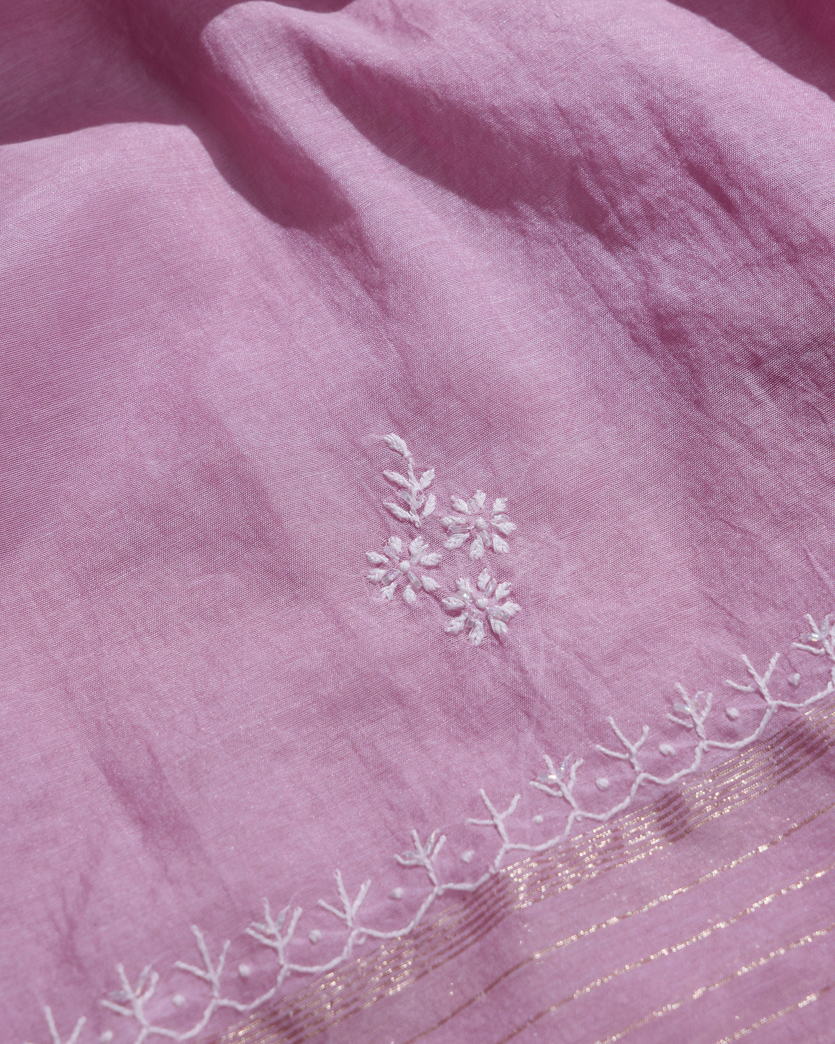 Lilac Silky Mul Chanderi Chikankari 3-Piece Kurta Dupatta Edit with Zardozi & Kardana