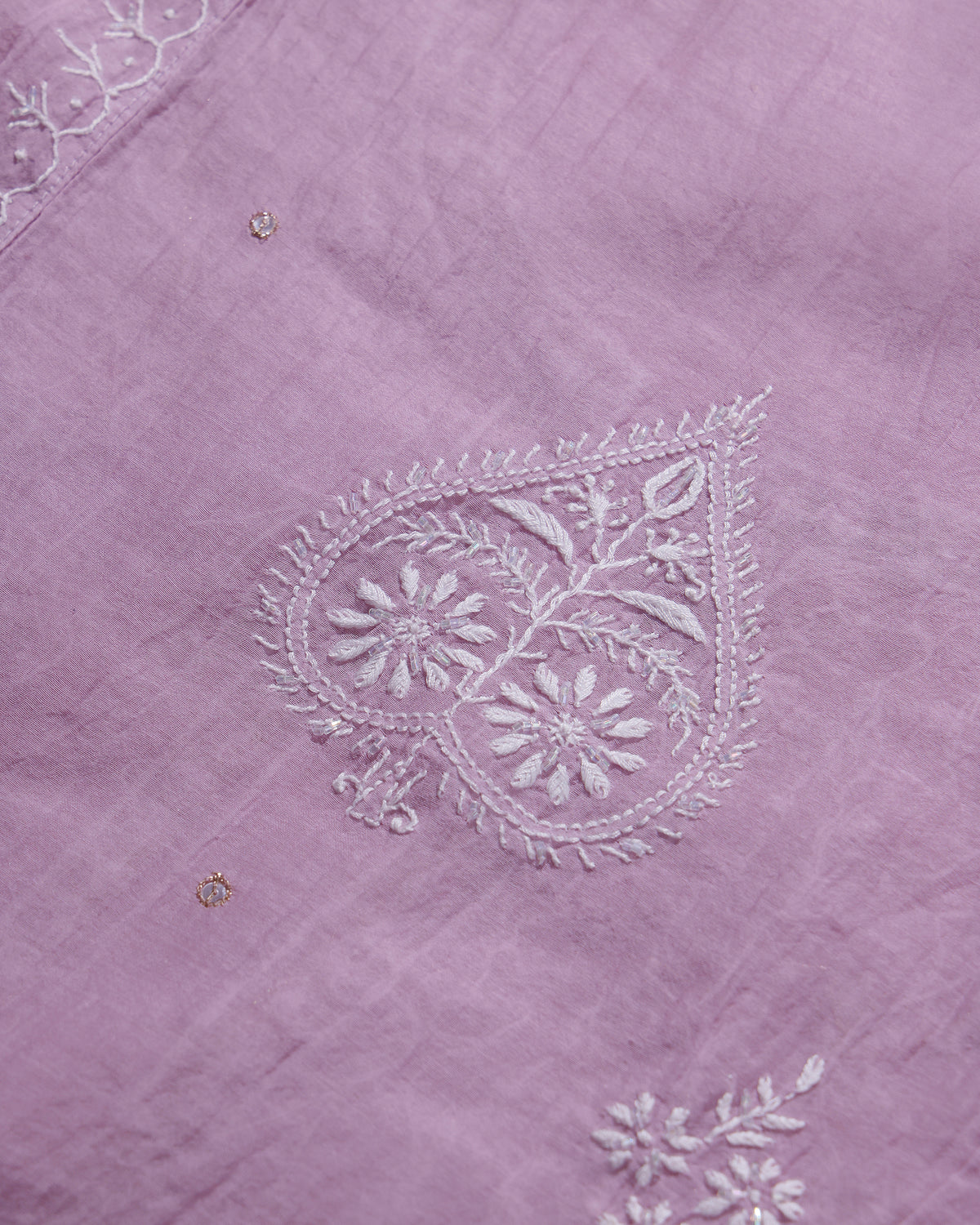 Lilac Silky Mul Chanderi Chikankari 3-Piece Kurta Dupatta Edit with Zardozi & Kardana