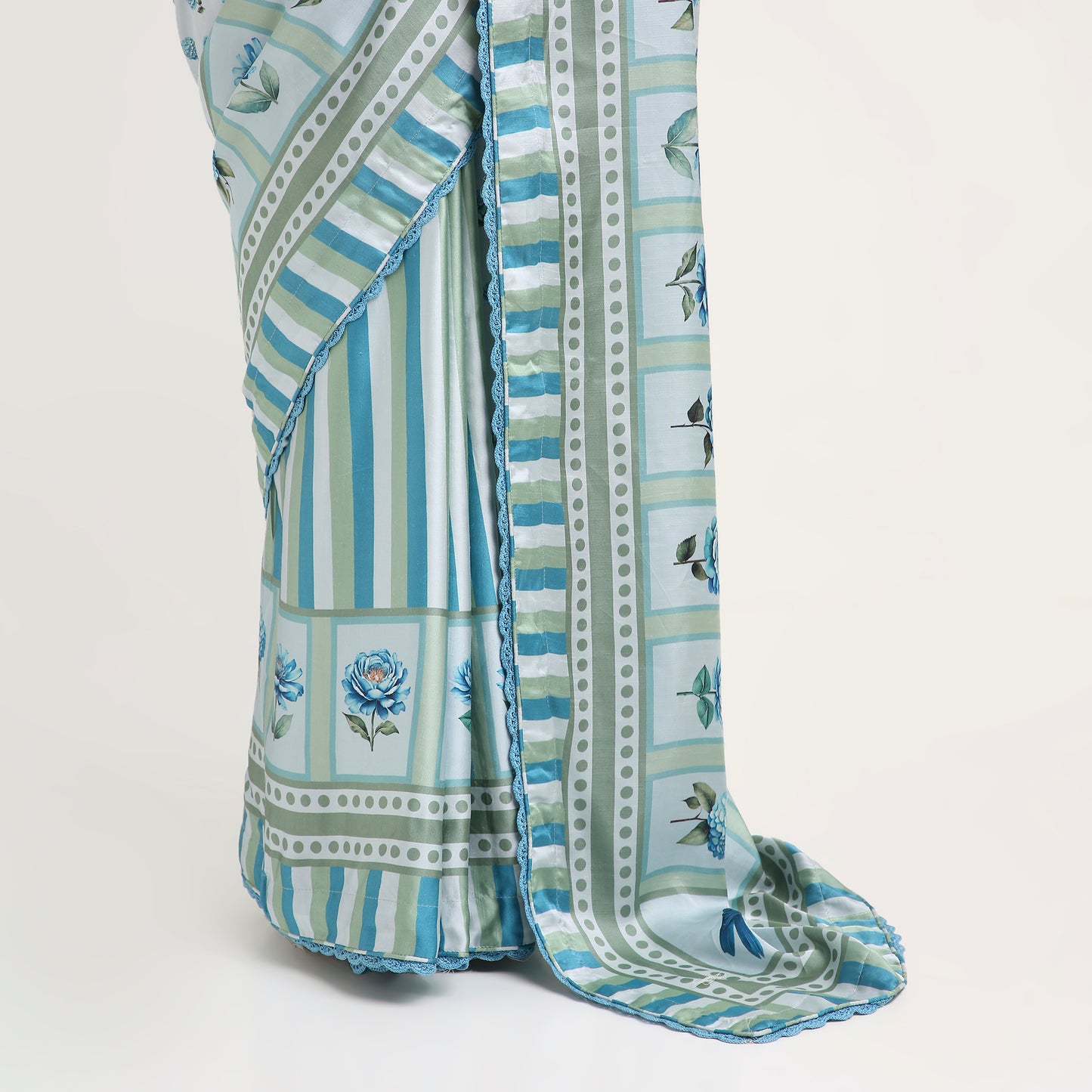 ‘Botanica Privée’ Porcelain Blue & Navy Georgette Painterly Saree